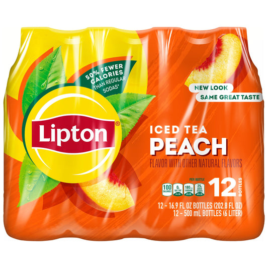 Lipton Peach Iced Tea, 16.9 oz, 12 Pack