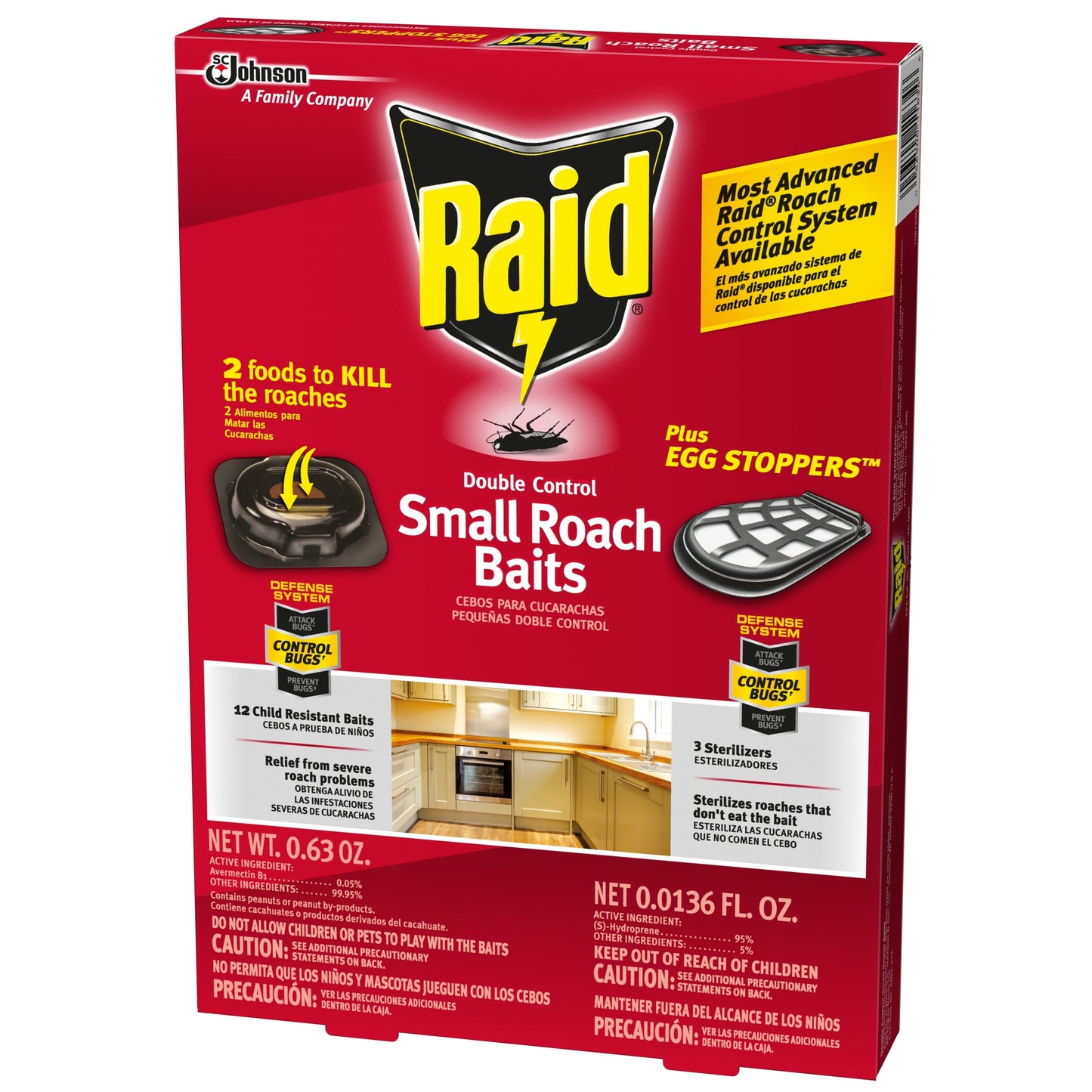 Raid® Double Control Small Roach Baits Plus Egg Stoppers for Cockroaches, 12 ct & 3 ct