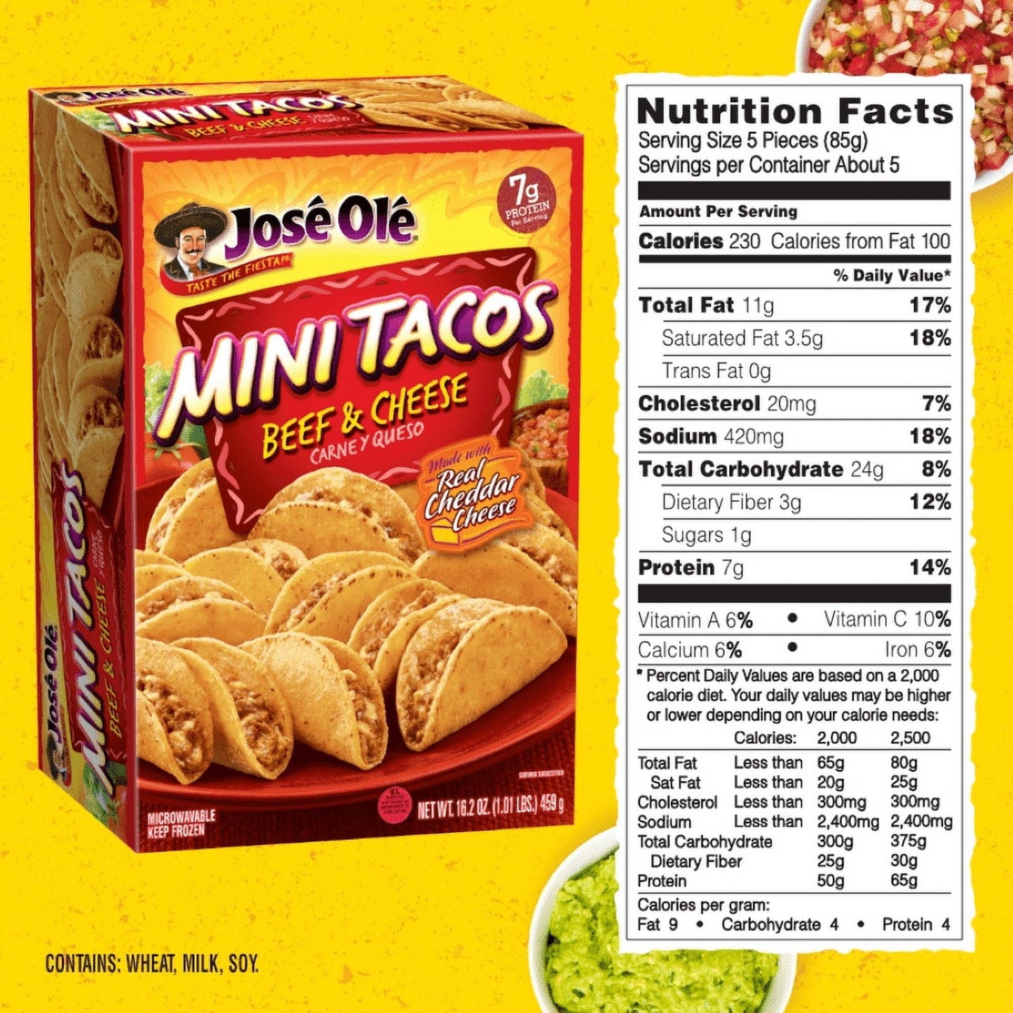 José Olé Beef & Cheese Mini Tacos, 16.2 oz (Frozen)