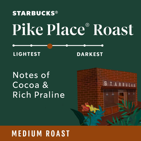 Starbucks Arabica Beans Pike Place Roast, Medium Roast, Whole Bean Coffee, 28 oz