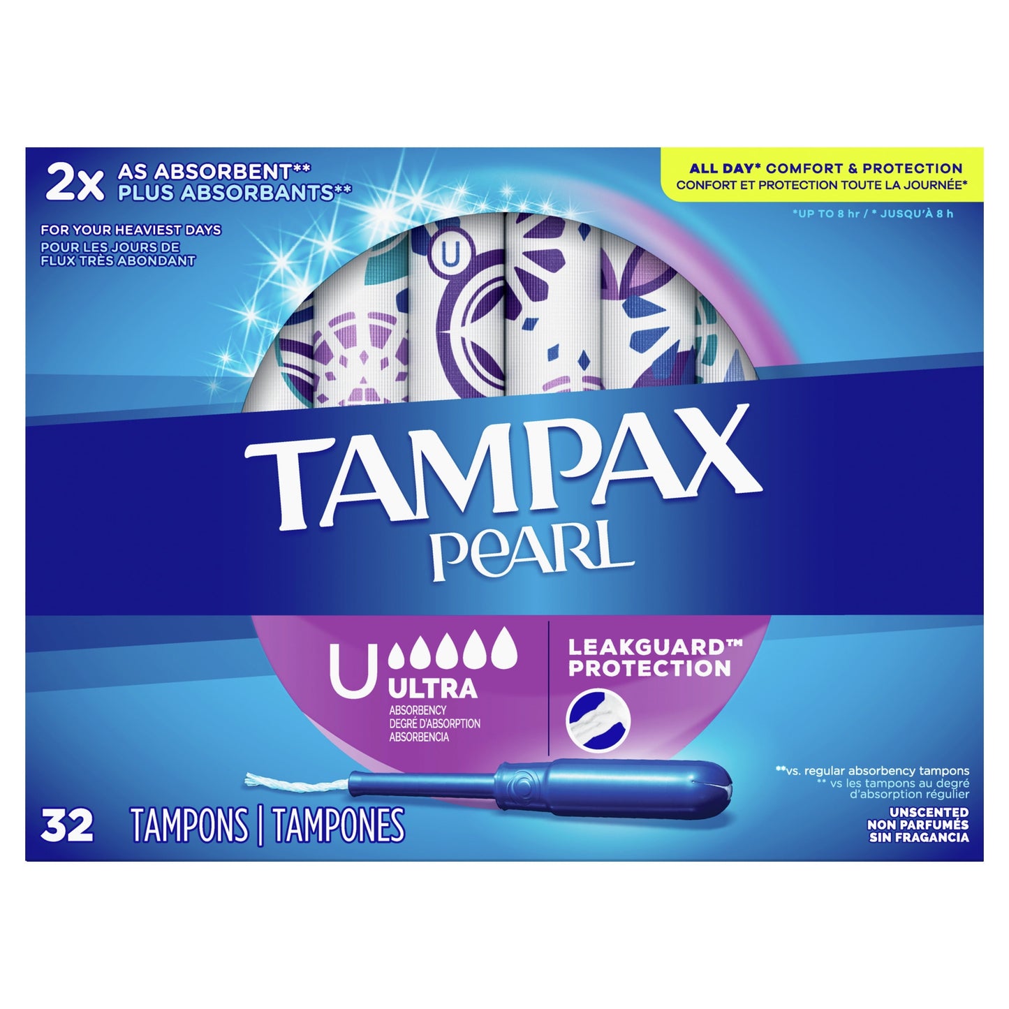 Tampax Pearl Tampons with LeakGuard Braid, Ultra Absorbency, 32 Ct