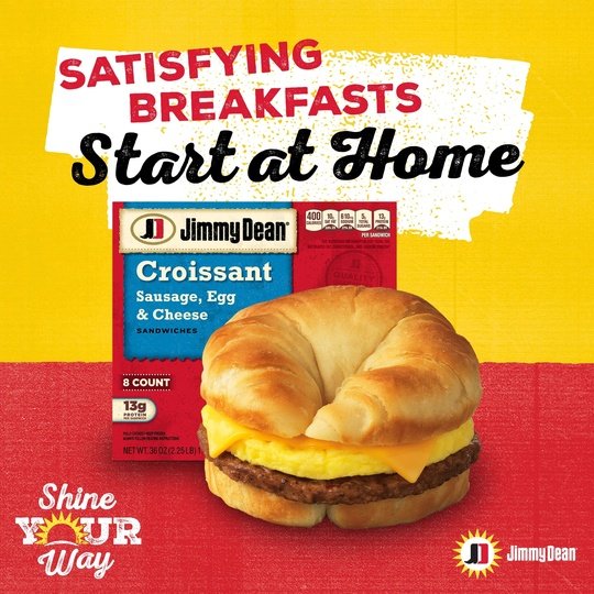 Jimmy Dean Sausage Egg & Cheese Croissant Sandwich, 36 oz, 8 Count (Frozen)