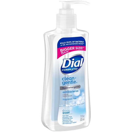 Dial Complete Clean + Gentle Antibacterial Liquid Hand Soap, Fragrance Free, 11 fl oz