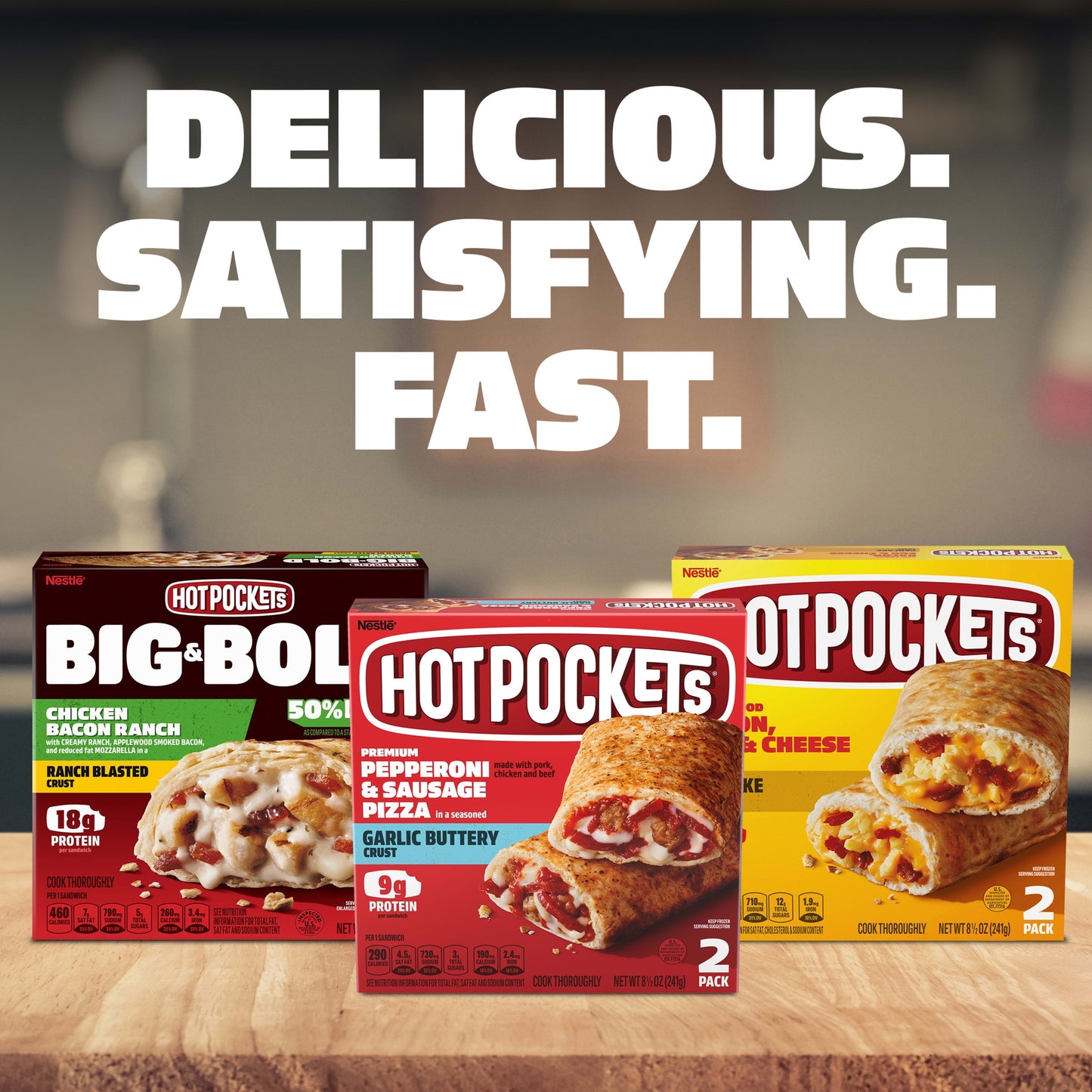 Hot Pockets Frozen Snacks, Big and Bold Chicken Bacon Ranch, 2 Giant Sandwiches