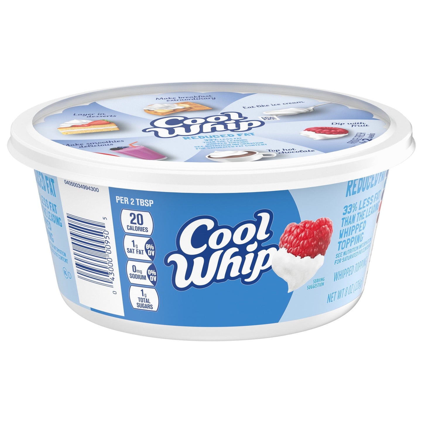 Cool Whip Reduced Fat Whipped Cream Topping, 8 oz Tub