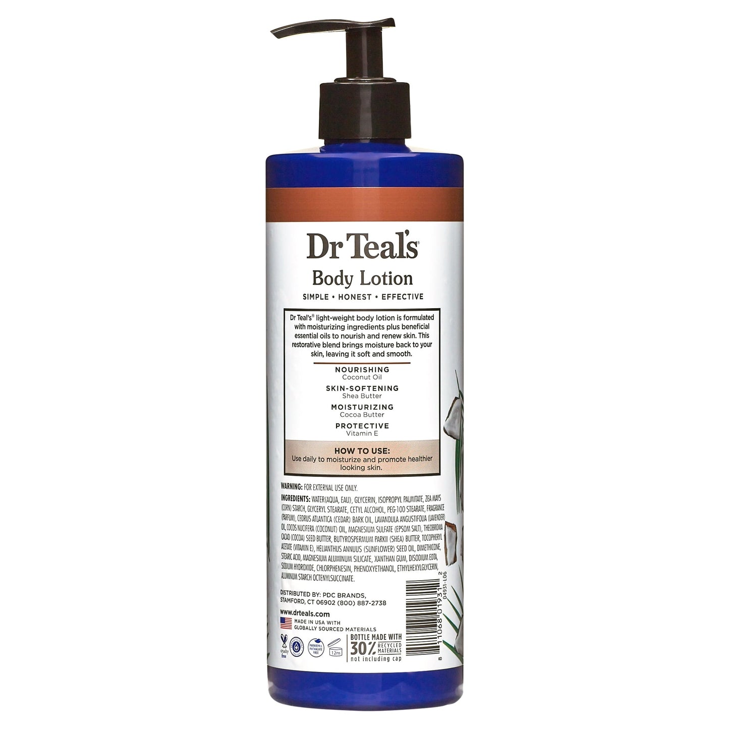 Dr Teal's Body Lotion, Moisture + Nourishing with Coconut Oil & Essential Oils, 18 fl oz.