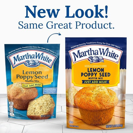 Martha White Lemon Poppy Seed Muffin Mix, 7.6 oz Bag