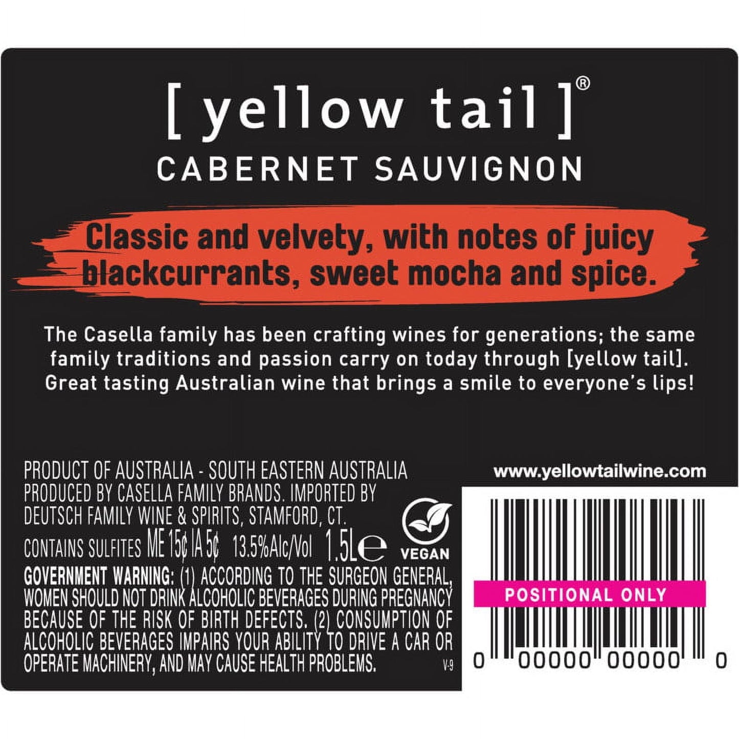 Yellow Tail Cabernet Sauvignon Red Wine, Australia, 1.5 Liter