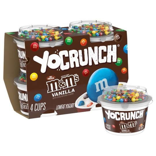 YoCrunch Low Fat Vanilla with M&Ms Yogurt, 4 Oz. Cups, 4 Count