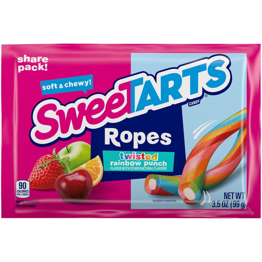 Sweetarts Twisted Rainbow Punch Ropes 3.5 Ounce Package