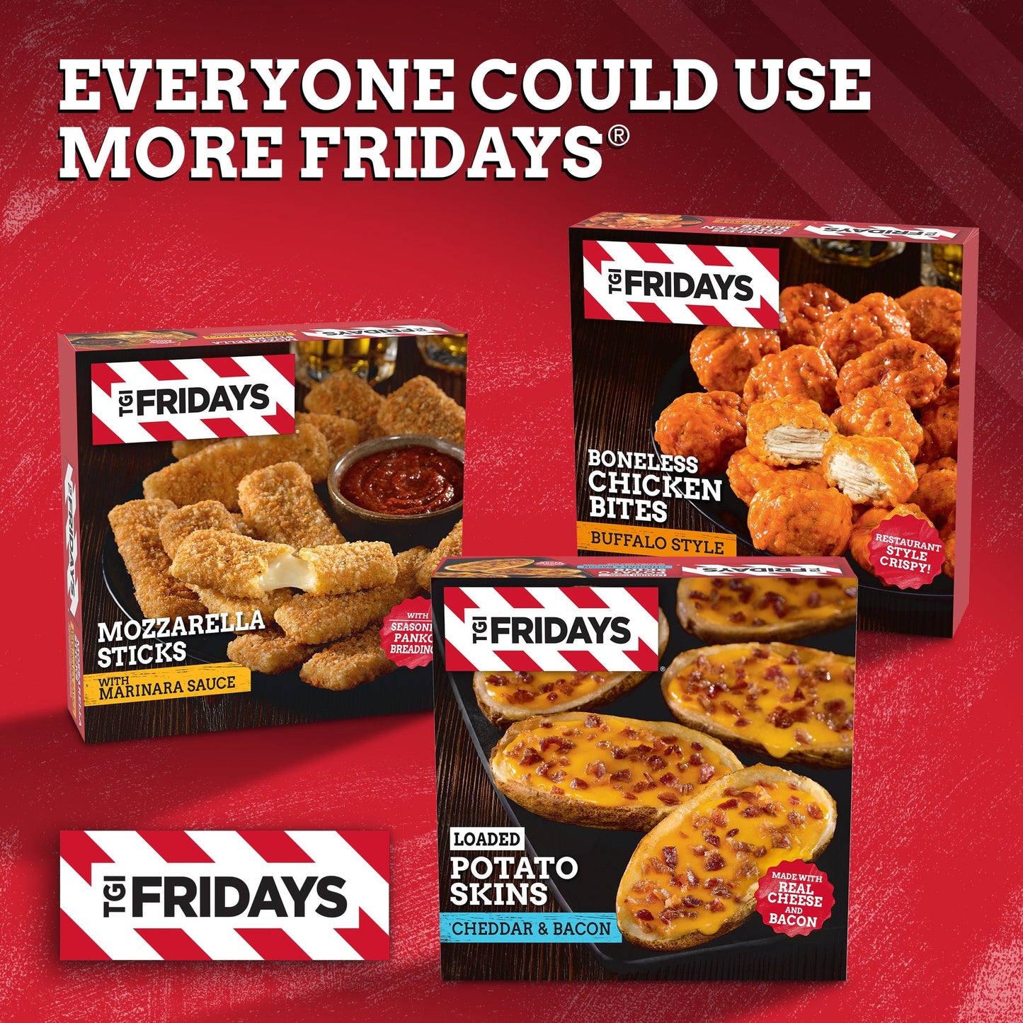 TGI Fridays Loaded Cheddar & Bacon Potato Skins Frozen Snacks & Appetizers, 13.5 oz Box Regular