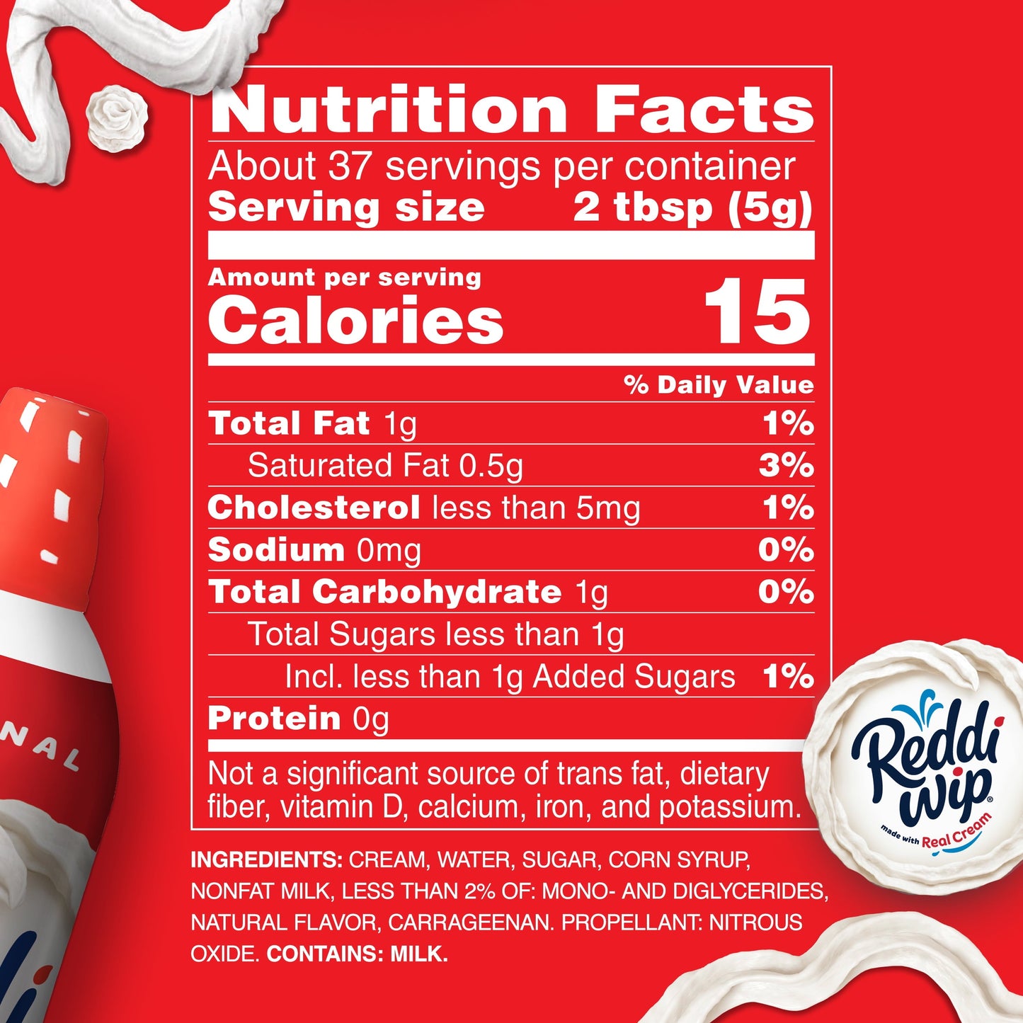 Reddi-wip Original Whipped Dairy Cream Topping, 6.5 oz.