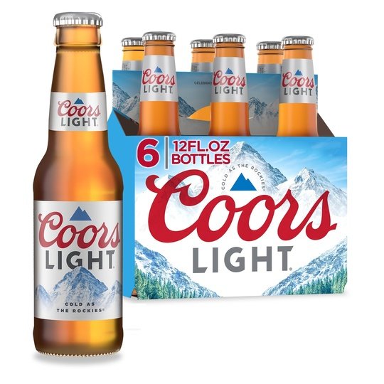 Coors Light Lager Beer, 6 Pack, 12 fl oz Bottles, 4.2% ABV