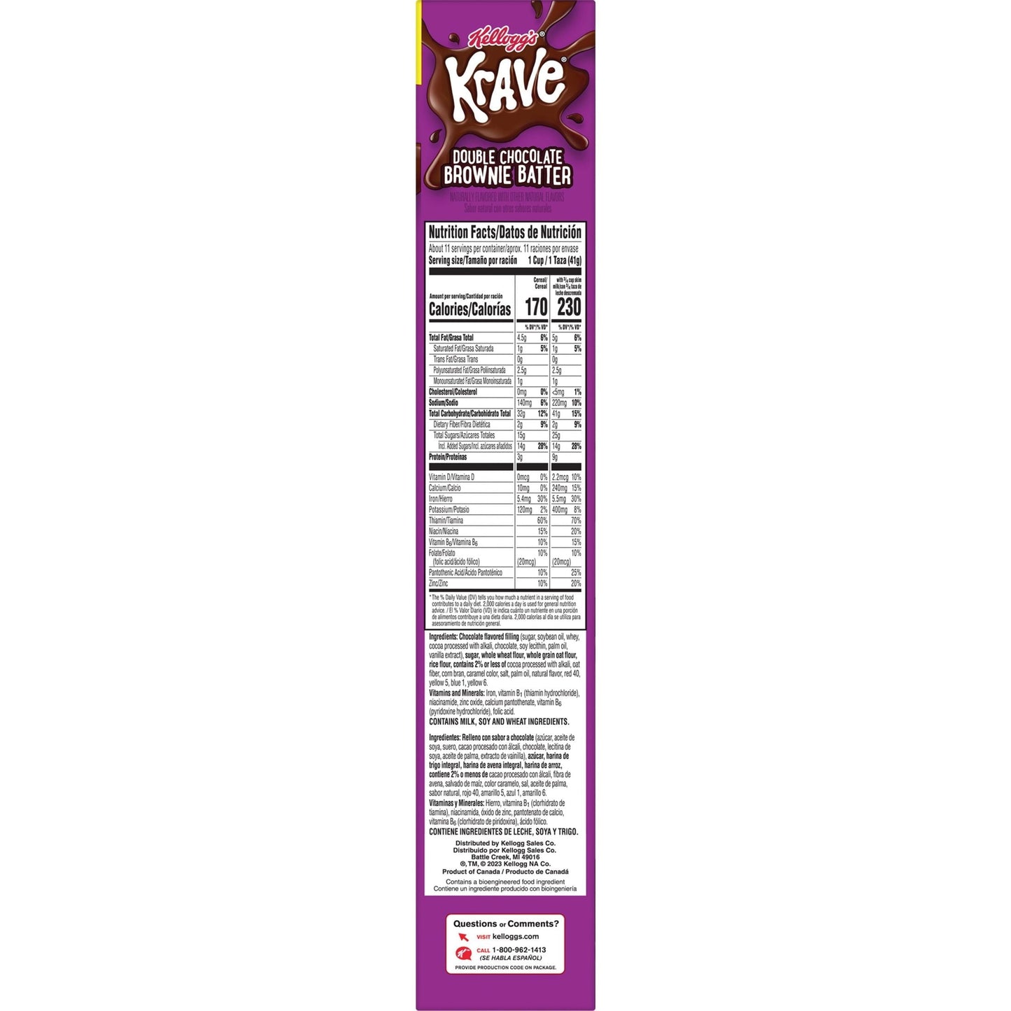 Kellogg's Krave Brownie Batter Cold Breakfast Cereal, Family Size, 16.2 oz Box