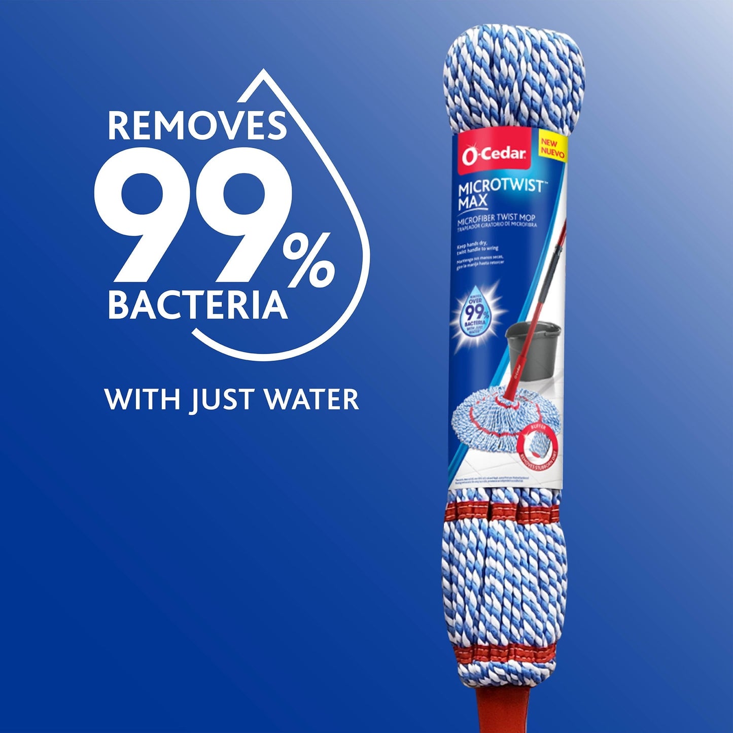 O-Cedar MicroTwist™ MAX Microfiber Mop, Removes 99% of Bacteria with Just Water