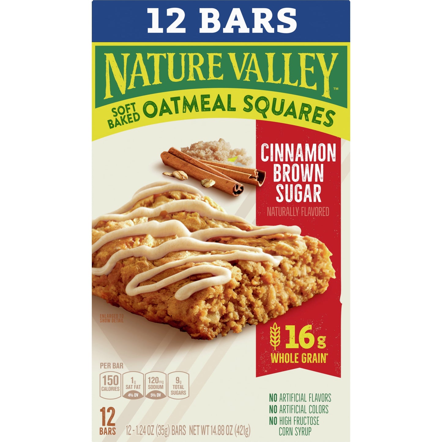 Nature Valley Soft-Baked Oatmeal Squares, Cinnamon Brown Sugar, 12 ct, 14.88 OZ