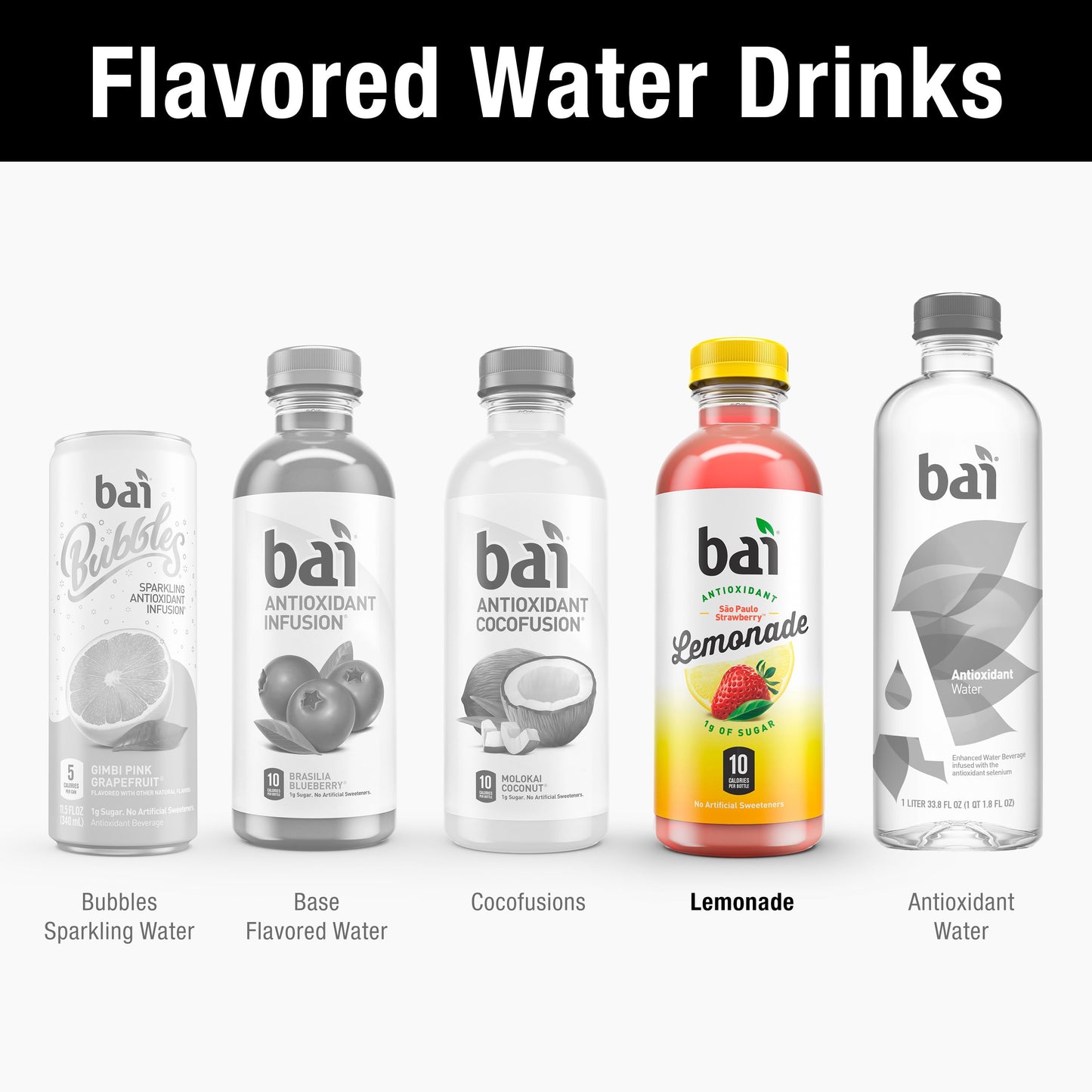 Bai Sao Paulo Strawberry Lemonade Antioxidant Infused Flavored Water, 18 fl oz, Bottle