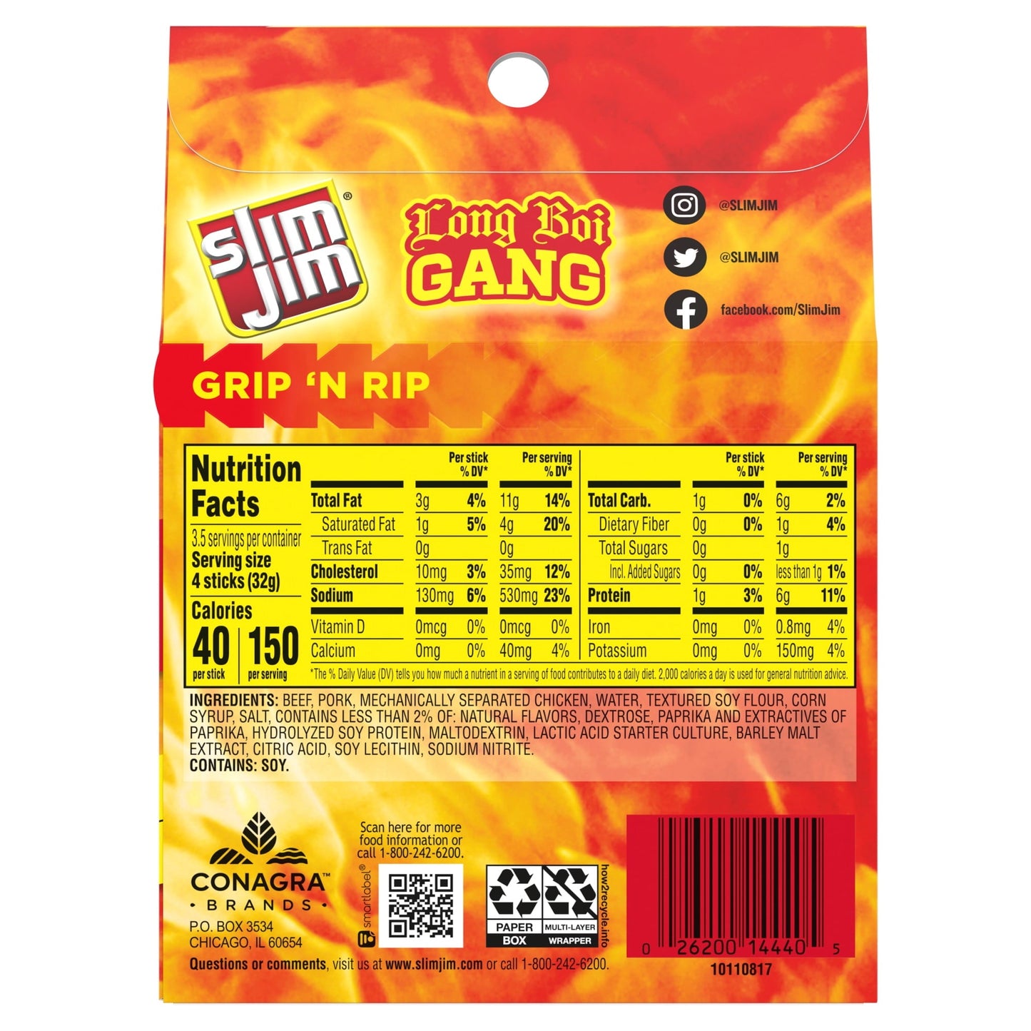 Slim Jim Original Smoked Snack Sized Sticks, 0.28 oz. Meat Sticks, 14-Count Box