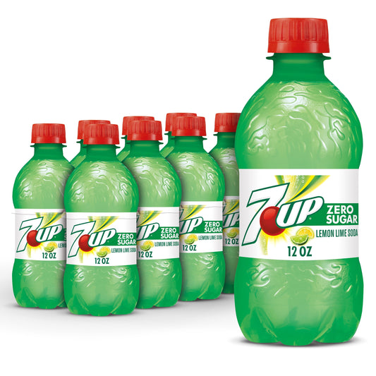 7UP Zero Sugar Lemon Lime Soda, 12 fl oz bottles, 8 pack