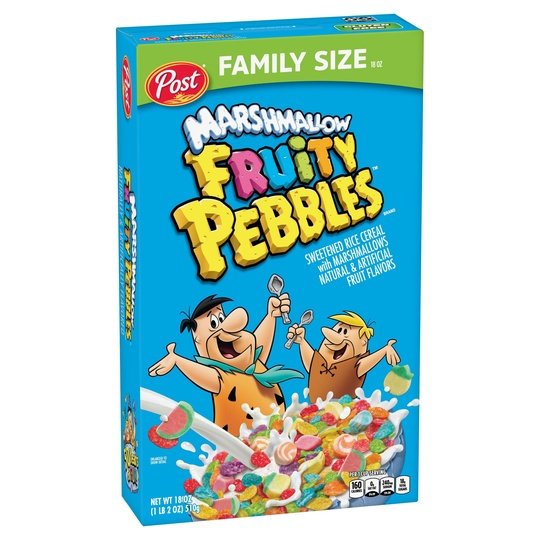 Post Fruity PEBBLES Marshmallow Cereal, 18 OZ Box