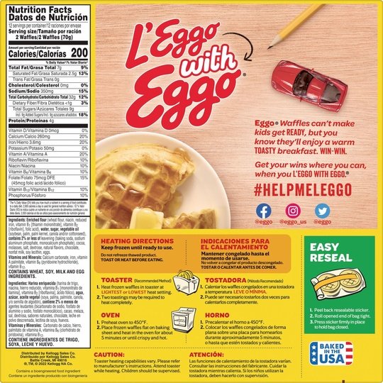 Eggo Chocolatey Chip Waffles, 29.6 oz, 24 Count (Frozen)