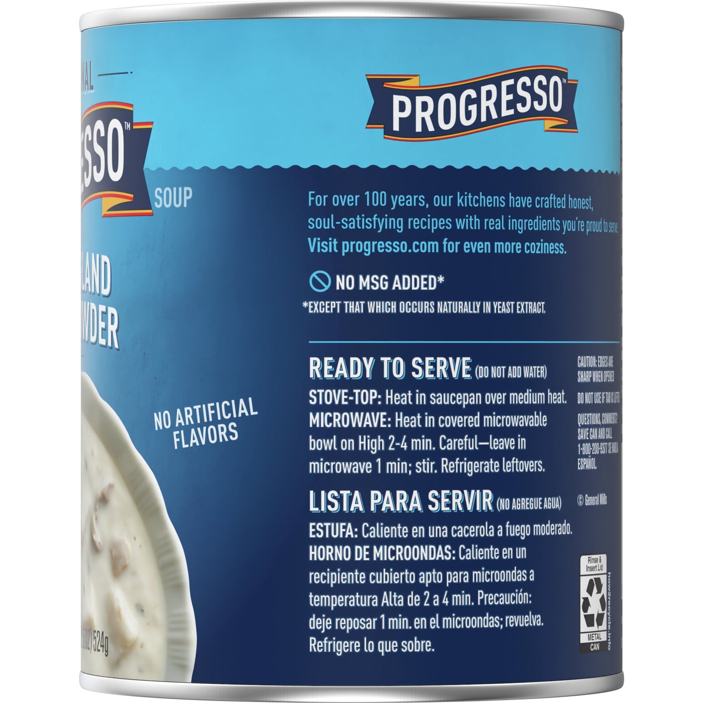 Progresso New England Clam Chowder Soup, Traditional Canned Soup, Gluten Free, 18.5 oz