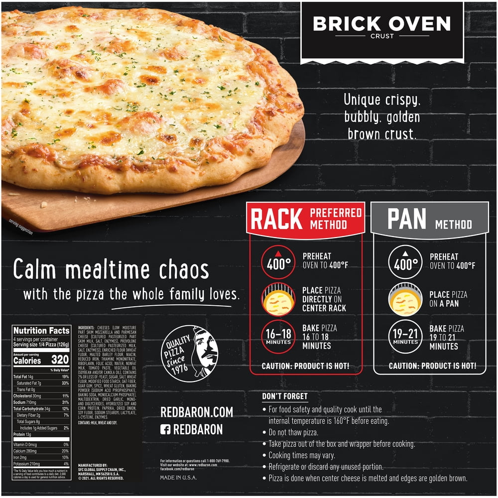 Red Baron Brick Oven Cheese Frozen Pizza 17.82oz