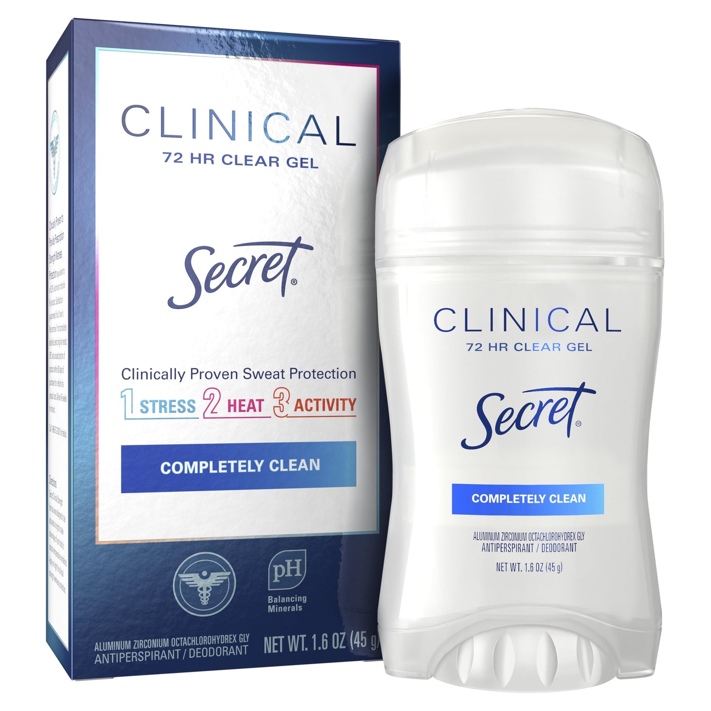 Secret Clinical Strength Clear Gel Antiperspirant and Deodorant, Completely Clean, 1.6 oz