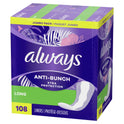 Always Anti-Bunch Xtra Protection Daily Liners Long Length, 108 Ct