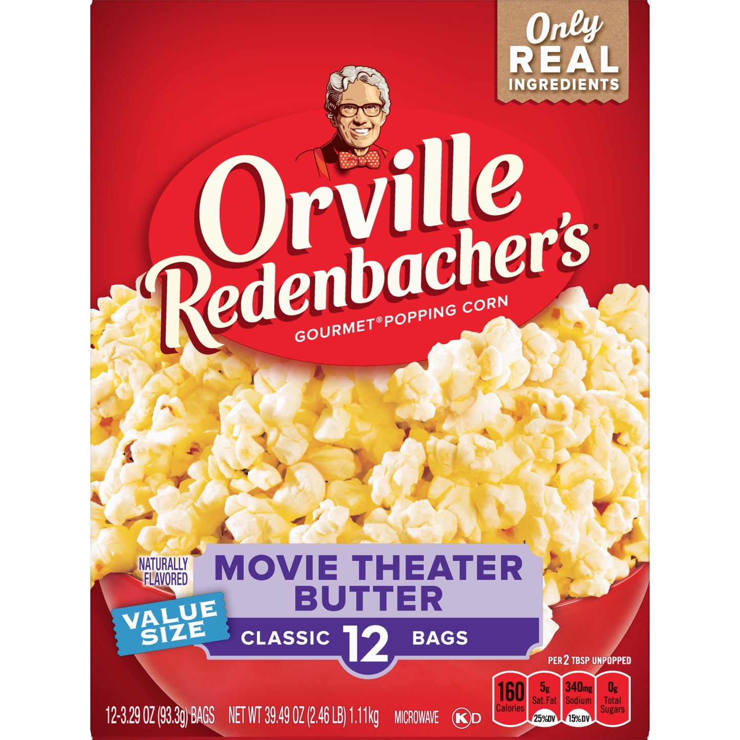 Orville Redenbacher's Movie Theater Butter Microwave Popcorn, 3.29 Oz, 12 Ct