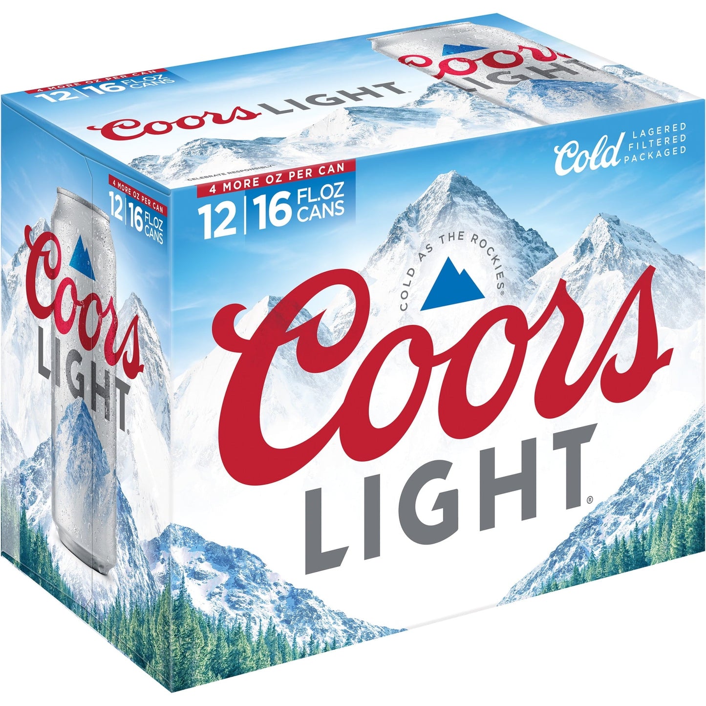 Coors Light Lager Beer, 12 Pack, 16 fl oz Cans, 4.2% ABV