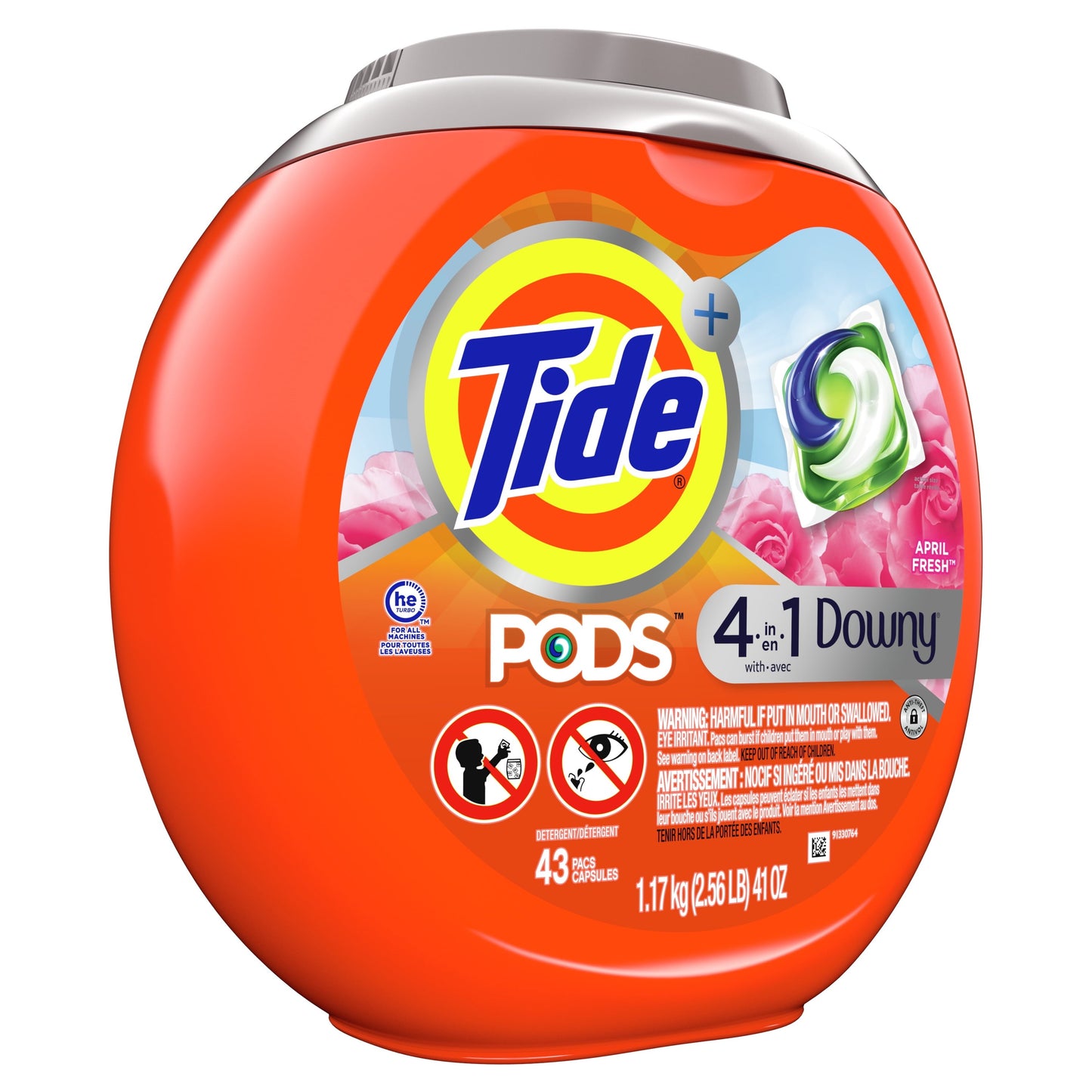 Pods with Downy 4 in 1 Laundry Detergent, 43 Count