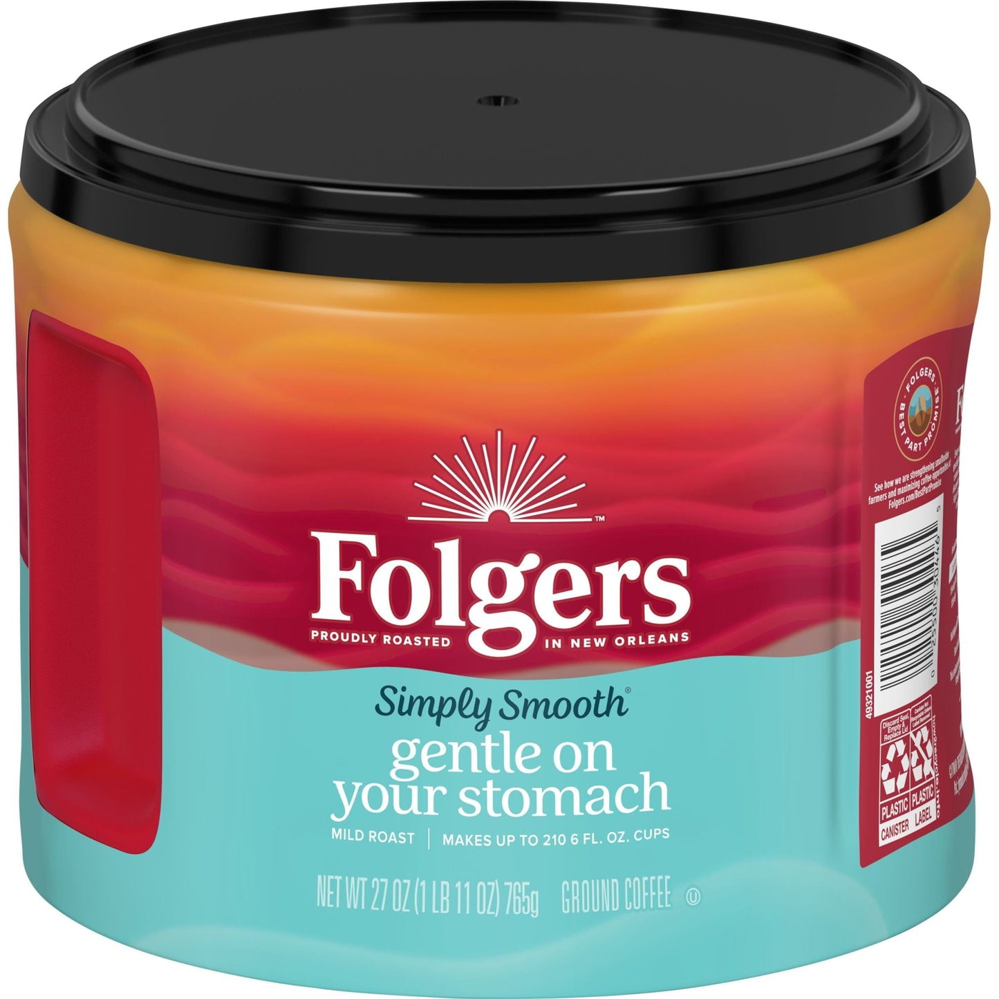 Folgers Simply Smooth Ground Coffee, Mild Roast Coffee, 27 Ounce Canister