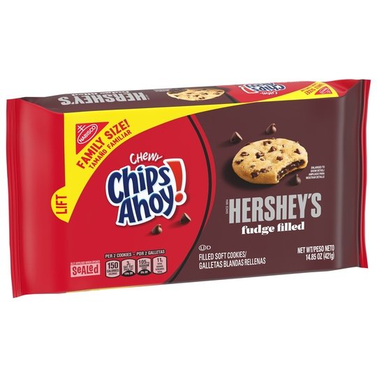 CHIPS AHOY! Chewy Hershey's Fudge Filled Soft Cookies, Family Size, 14.85 oz