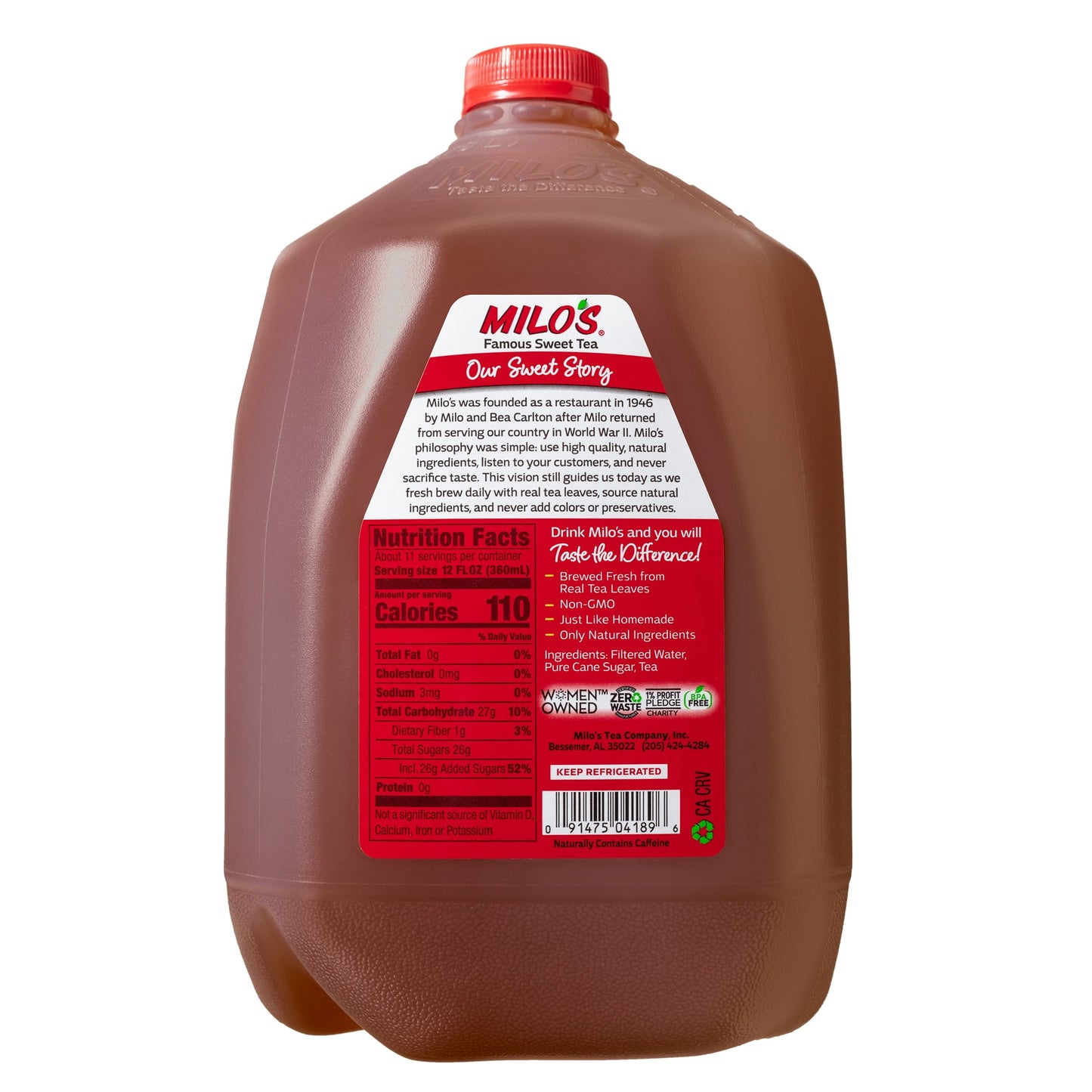 Milo's Famous Sweet Tea, 100% Natural, 128 fluid ounces