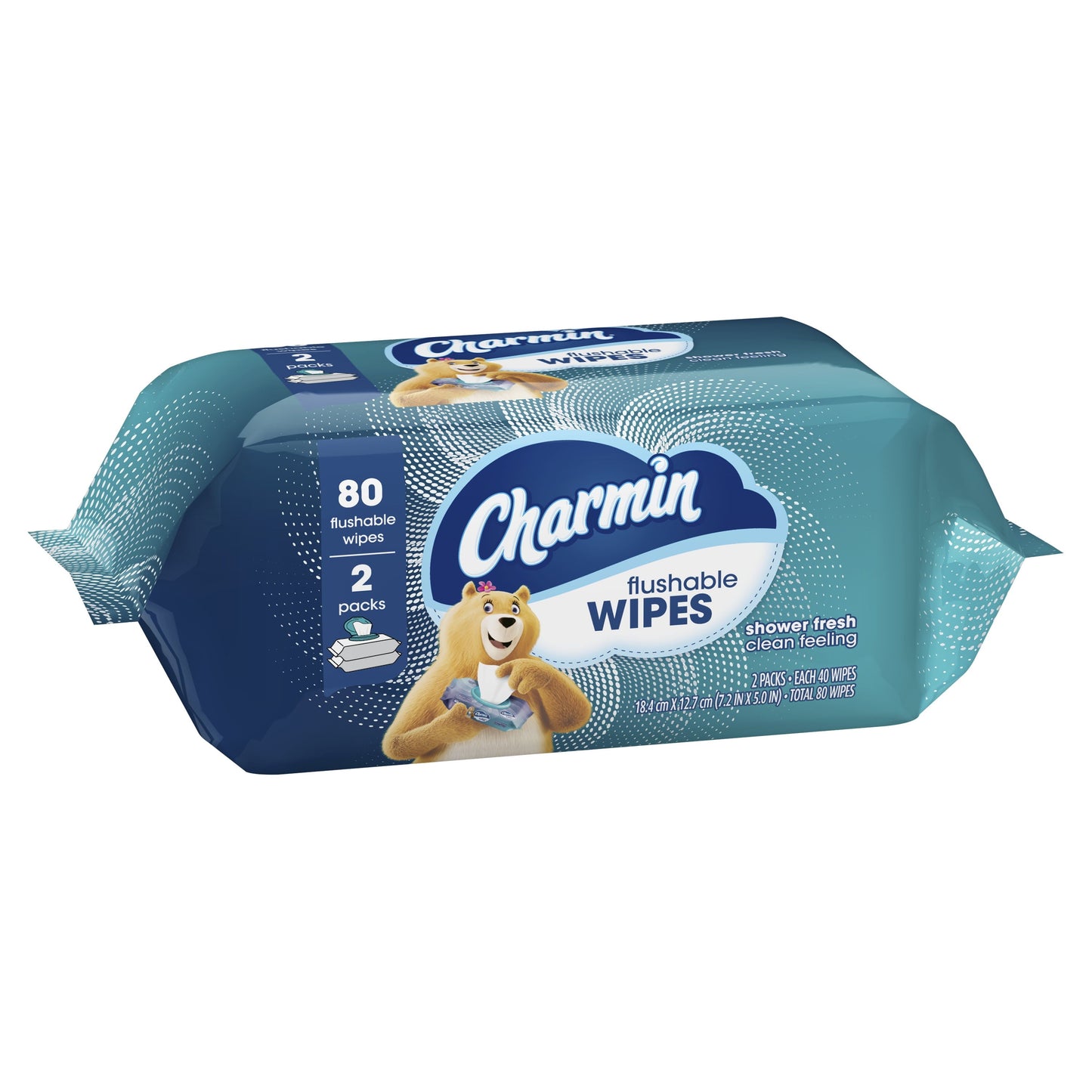 Charmin Flushable Wipes, 2 Flip-Top Packs, 40 Wipes per Pack, 80 Total Wipes