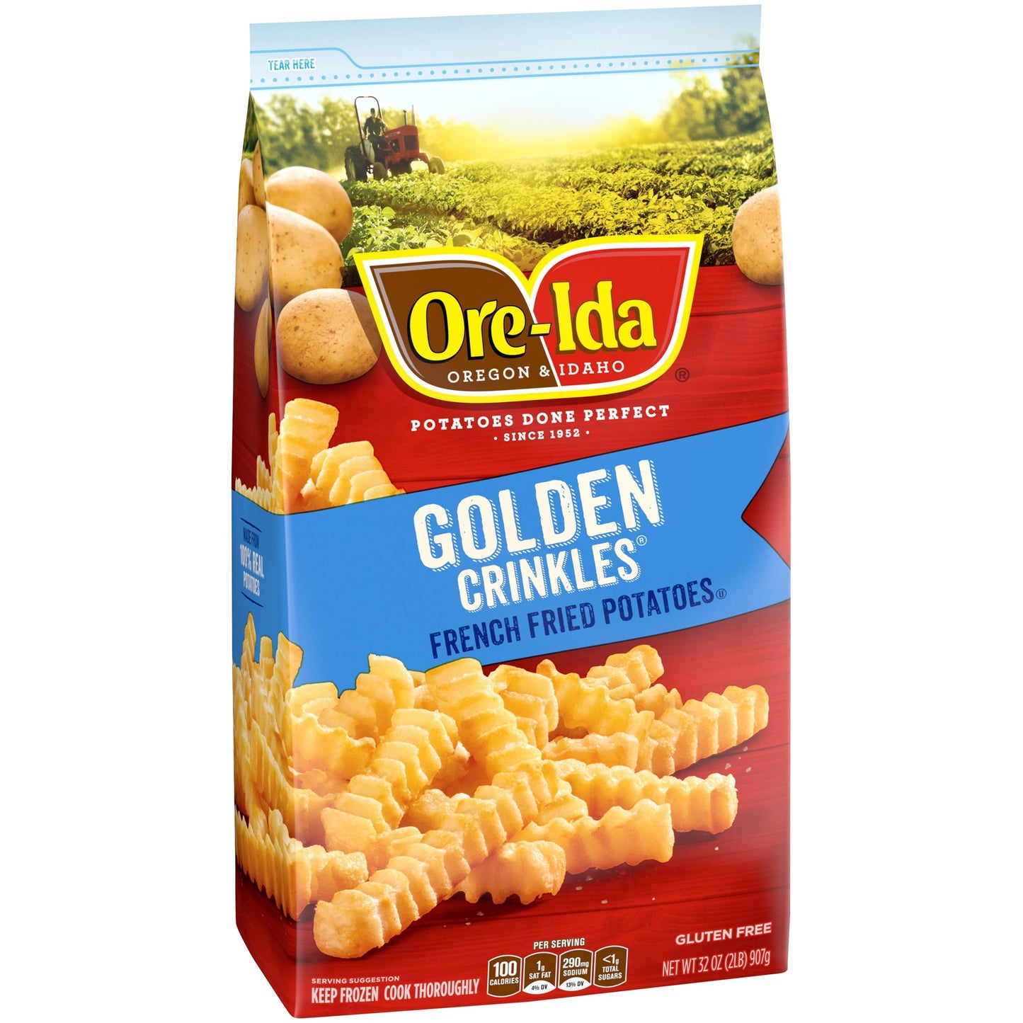 Ore-Ida Golden Crinkles, Crinkle Cut Fries, French Fried Frozen Potatoes, 32 oz Bag