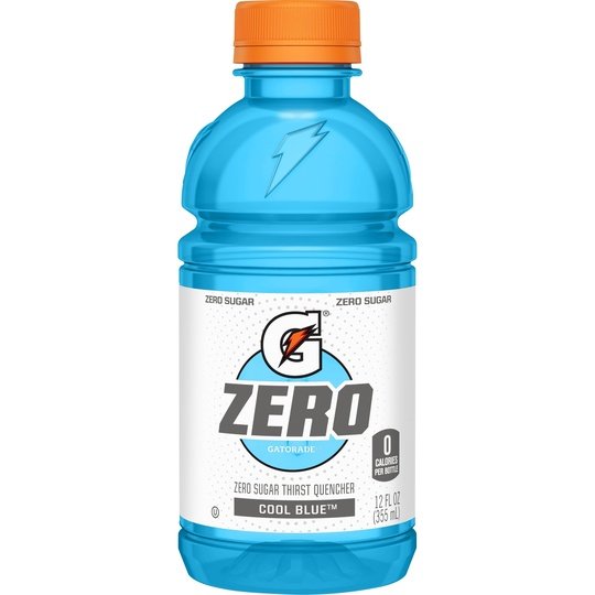 Gatorade G Zero Sugar Cool Blue Thirst Quencher Sports Drink, 12 oz, 12 Pack Bottles