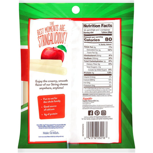 Frigo Cheese Heads Original Mozzarella String Cheese Snacks, 16 oz, 16 Count