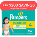 Pampers Swaddlers Diapers, Size 4, 116 Count