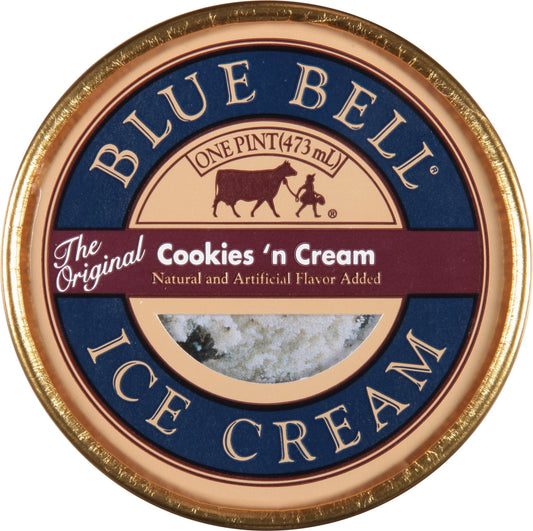 Blue Bell Gold Rim Cookies 'n Cream Ice Cream Pint, 16 fl oz