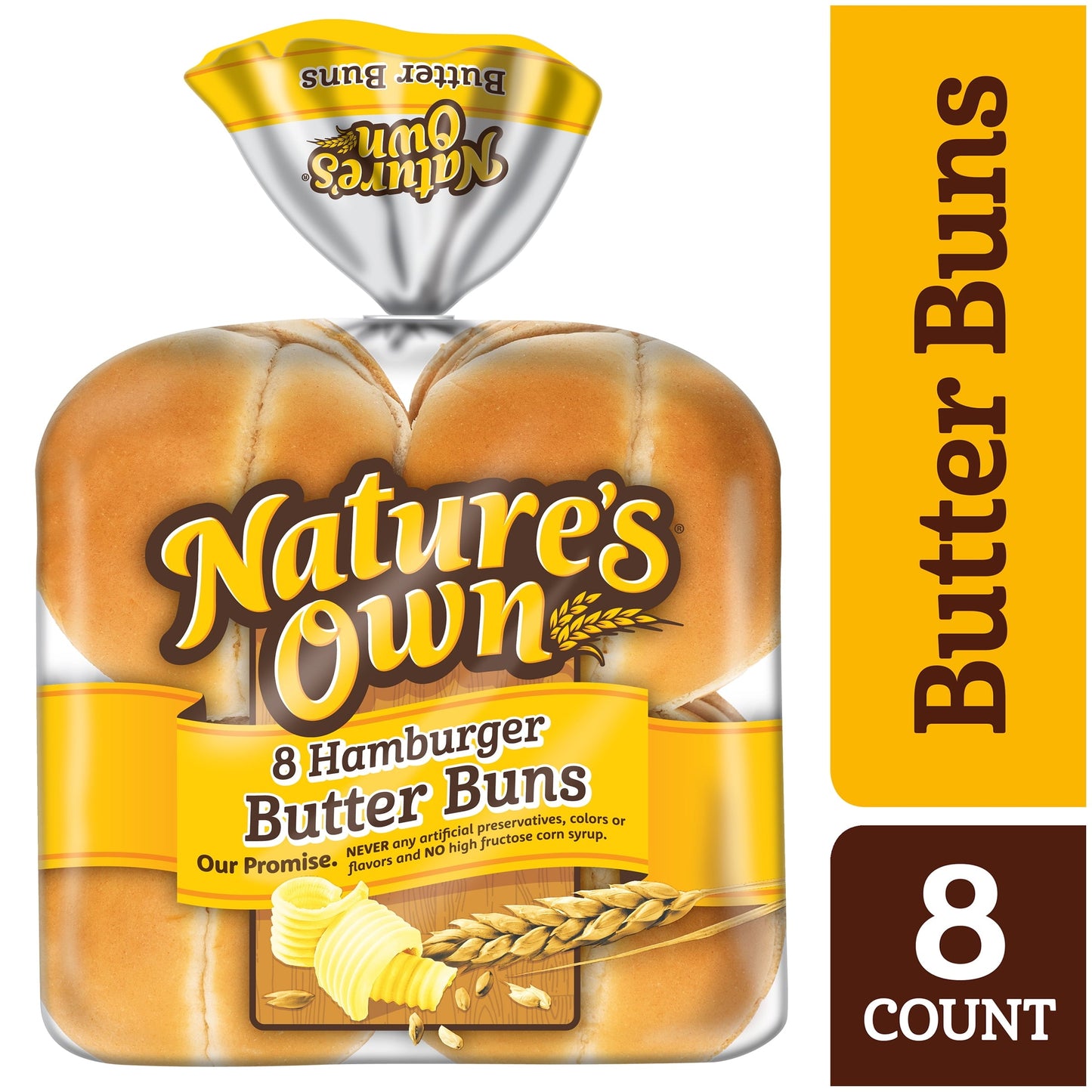 Nature's Own White Hamburger Butter Buns, 16 oz, 8 Count