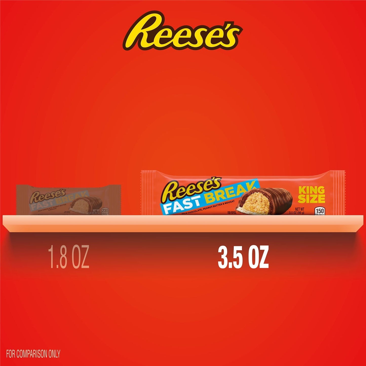 Reese's Fast Break Milk Chocolate, Peanut Butter and Nougat King Size Candy, Bar 3.5 oz