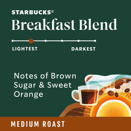 Starbucks Arabica Beans Breakfast Blend, Medium Roast, Ground Coffee, 18 oz