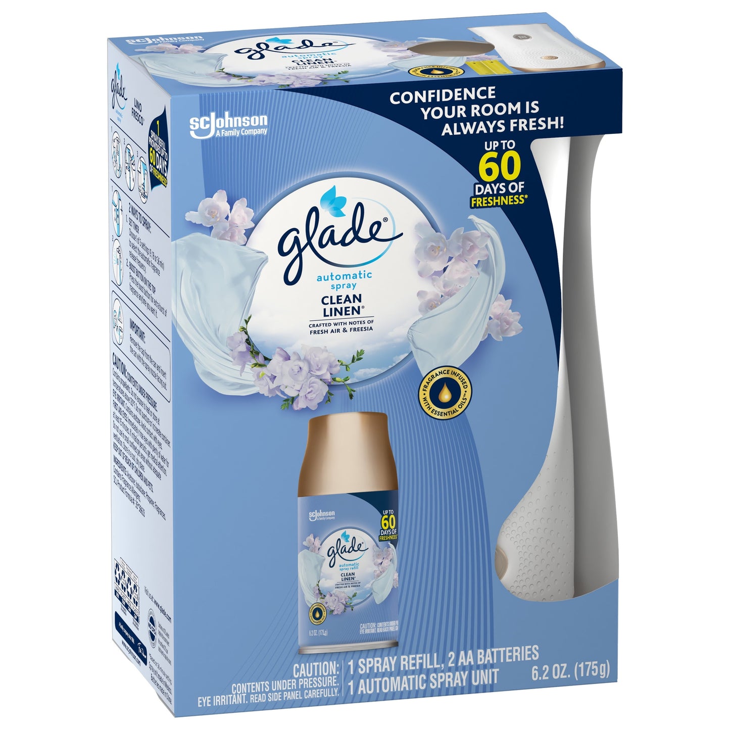Glade Automatic Spray Starter Kit, Air Freshener, Clean Linen, 6.2 oz