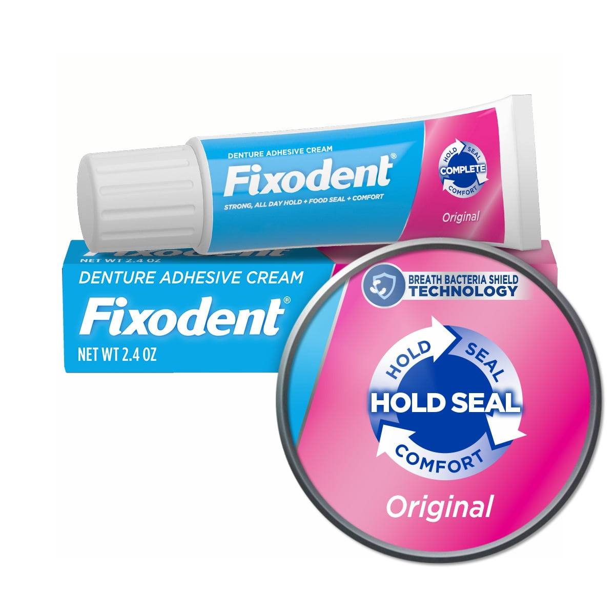 Fixodent Complete Original Denture Adhesive Cream, 2.4 oz