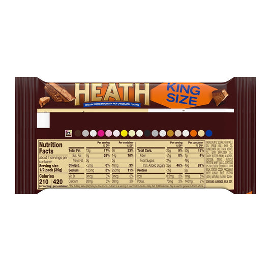 Heath Chocolatey English Toffee King Size Candy, Pack 2.8 oz