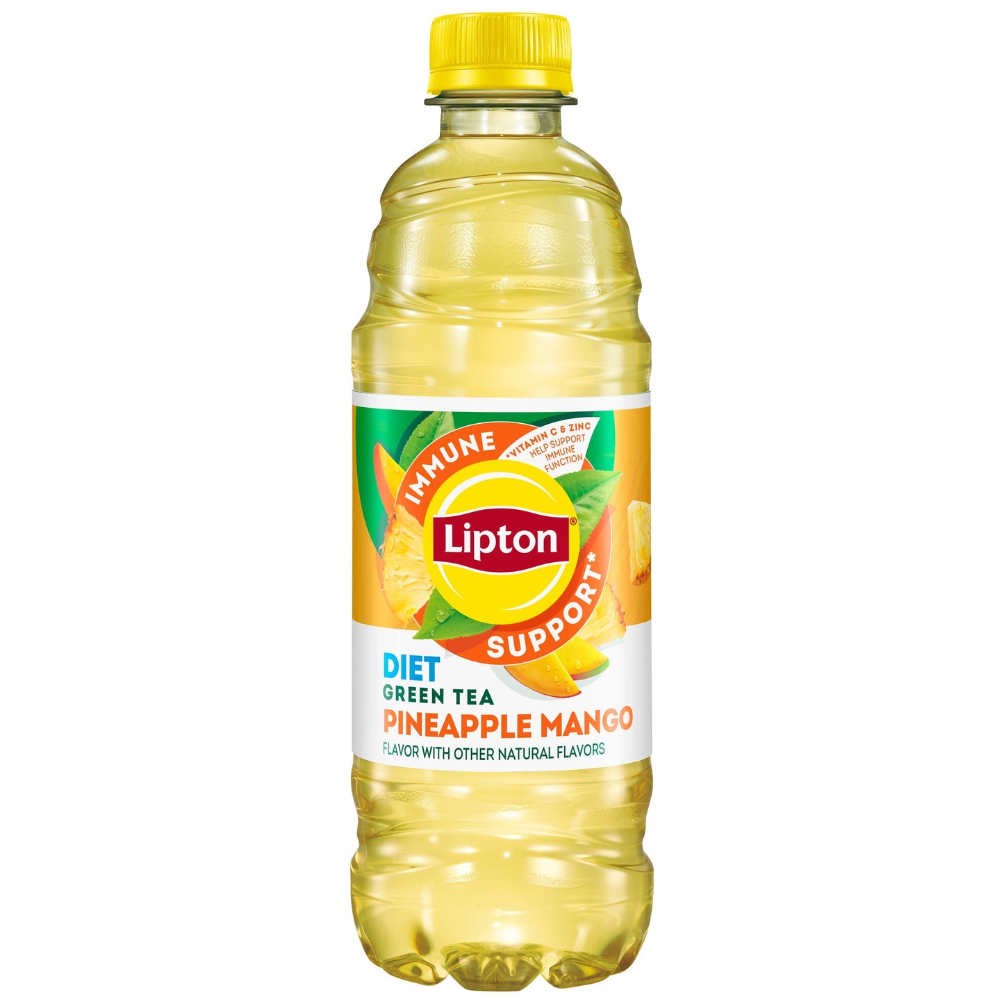 Lipton Iced Tea Immune Support Diet Pineapple Mango Green Tea 16.9 Fl Oz, 12 Count