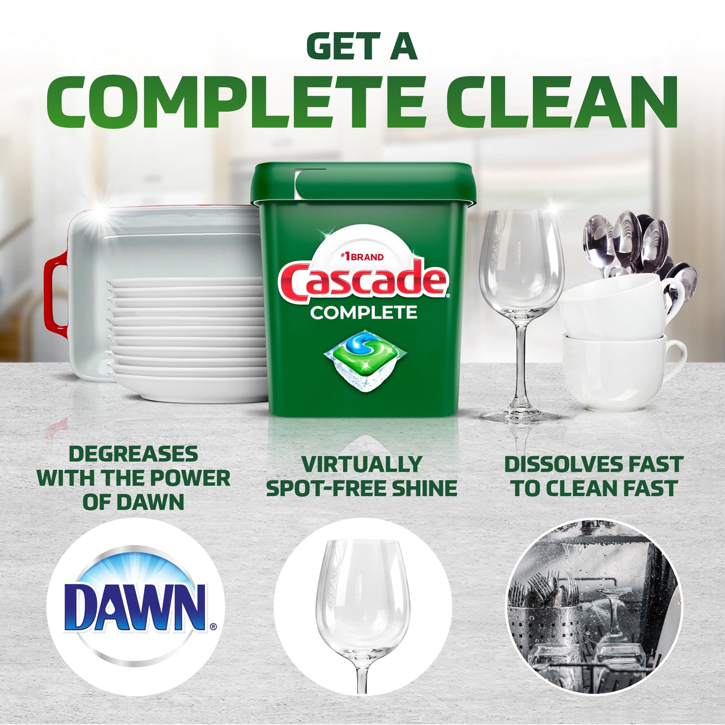 Cascade Complete Dishwasher Detergent ActionPacs, Lemon Scent, 78 Ct