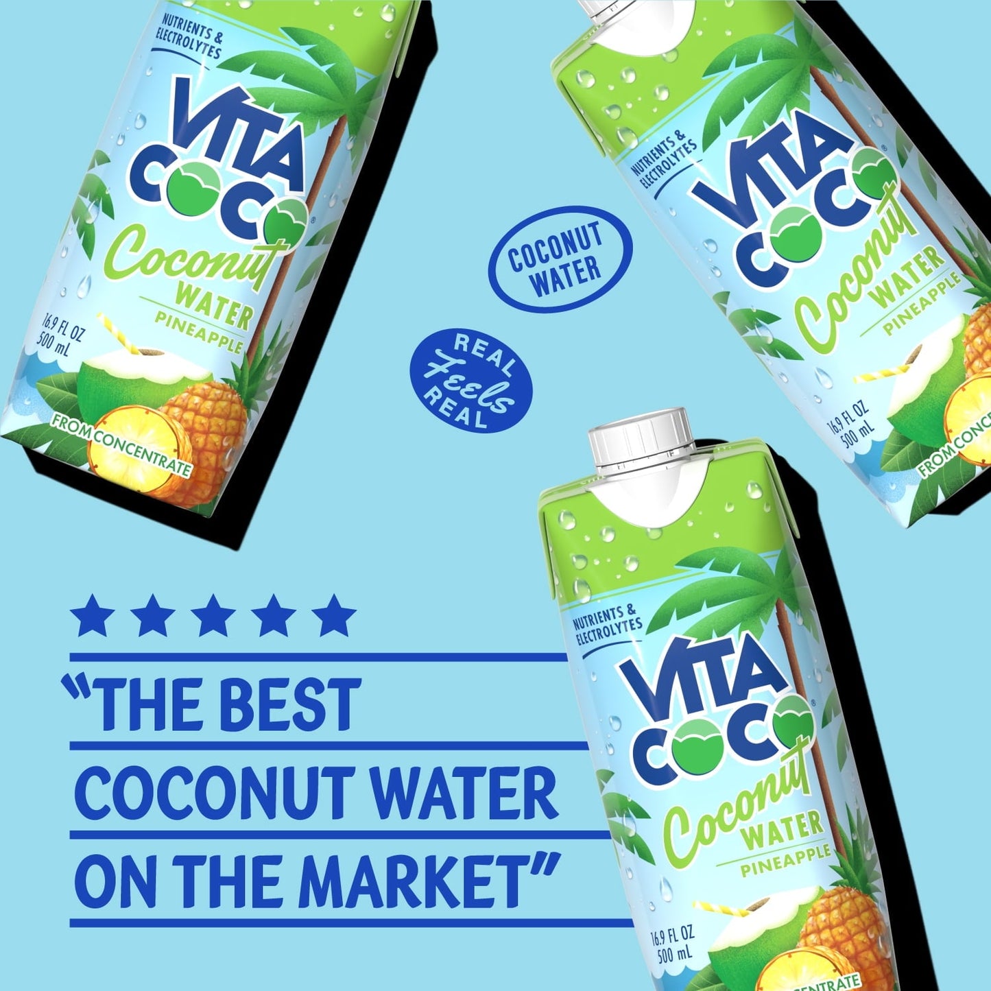 Vita Coco Coconut Water, Pineapple, 16.9 fl oz Tetra